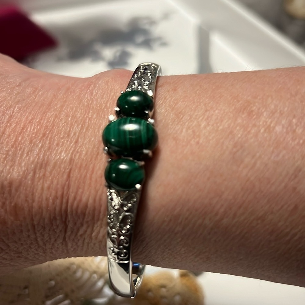 Malachite silver bracelet
